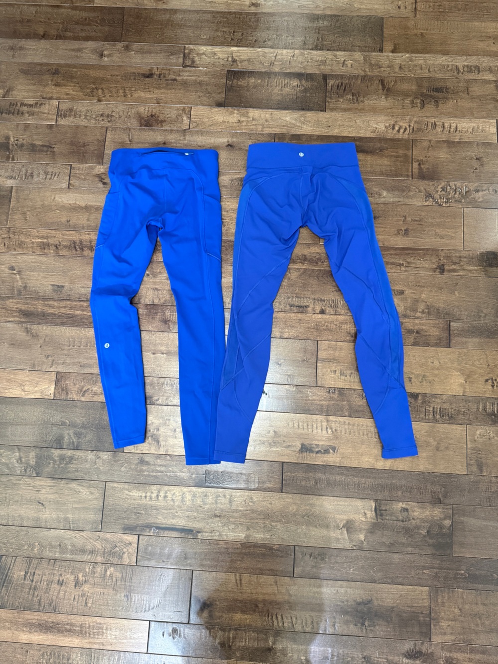 Two Lululemon size 4 leggings in blue